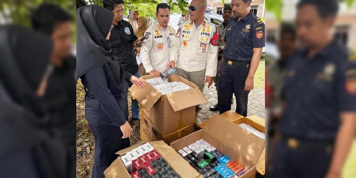 Satpol PP dan WH Aceh Bersama Bea Cukai Sita 3.747 Bungkus Rokok Ilegal